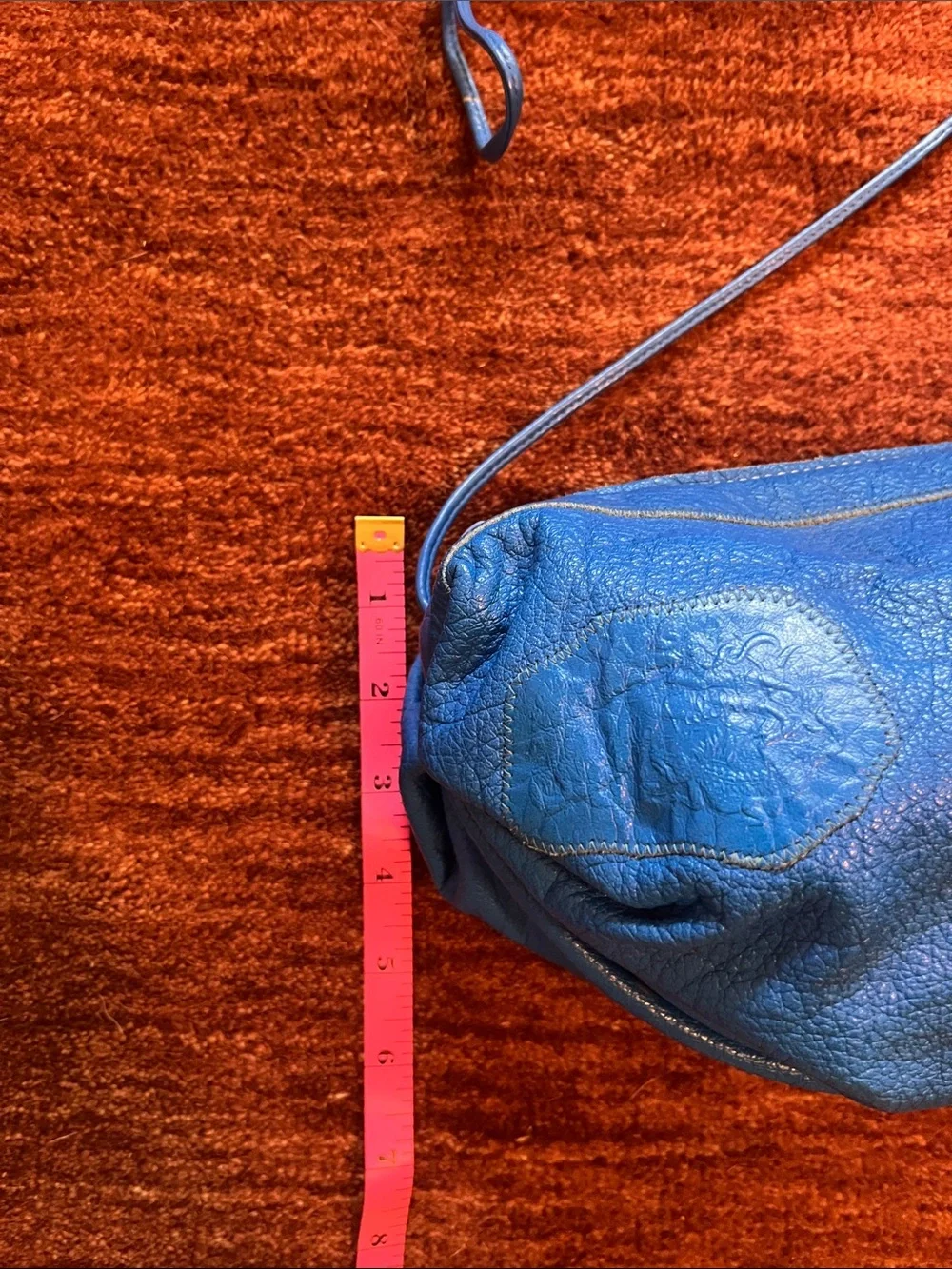 VTG Carlos Falchi Blue Leather Crossbody Bag